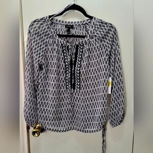 Jessica Simpson  Blouse striped Chiffon Tie Waist Peasant Top Size Xs